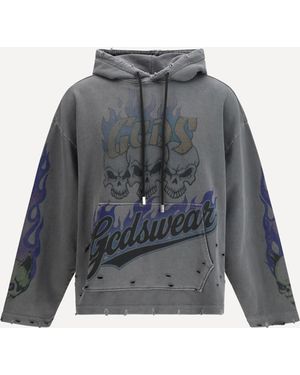 Gcds Hoodie With Graphic Print - Grey