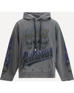Gcds Hoodie With Graphic Print - Grey