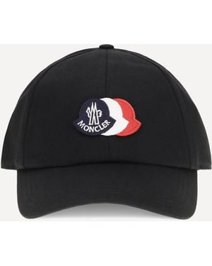 Moncler Cappello Da Baseball Con Logo Tricolore - Nero