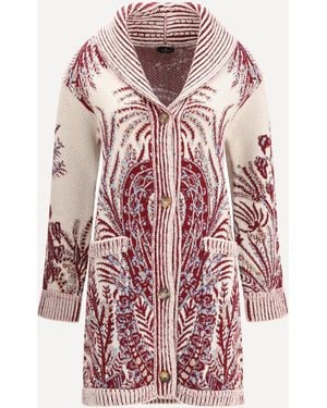 Etro Wool And Cotton Maxi Cardigan - Pink