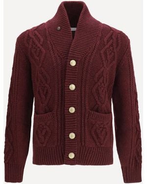 Brunello Cucinelli Cable-Knit Cashmere Cardigan - Red