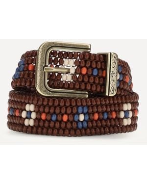 Etro Beaded Belt With Floral Motif - Brown