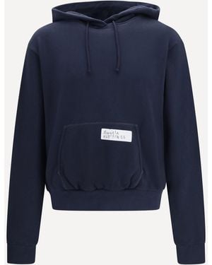 Margiela Hooded Sweatshirt With Central Pocket - Blue