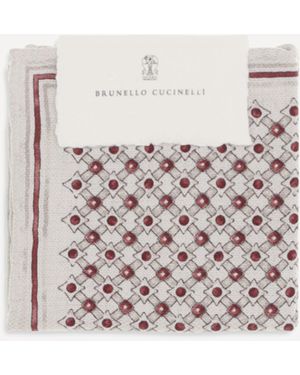 Brunello Cucinelli Silk Pochette With Geometric Pattern - White