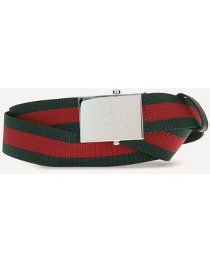 Gucci Web Ribbon Belt With Rectangular Buckle - White
