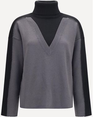 MM6 by Maison Margiela Two-Tone High-Neck Jumper - Grey