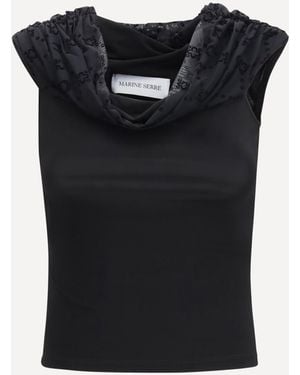 Marine Serre Off Shoulder Draped Top - Black