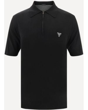 Prada Virgin Wool Polo Shirt - Black