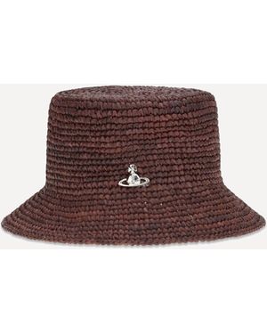 Vivienne Westwood Orb Raffia Bucket Hat - Brown