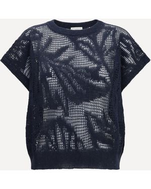 Brunello Cucinelli Dazzling Water Lillies T-Shirt - Blue