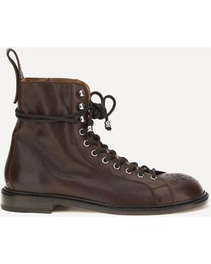 Versace Billy Leather Ankle Boots - Brown