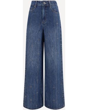Self-Portrait Crystal-Striped Jeans - Blue