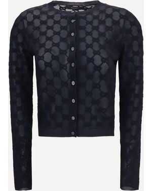 Gucci Gg All-Over Viscose Crepe Cardigan - Blue