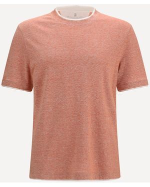 Brunello Cucinelli Short-Sleeve Cotton T-Shirt - Pink