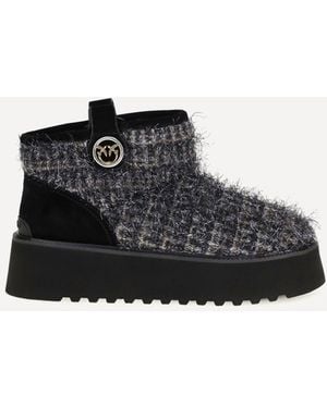 Pinko Tweed And Lurex Ankle Boots - Black