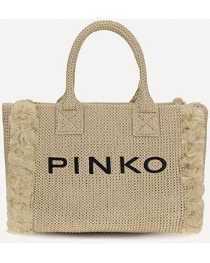 Pinko Medium Beach Rafia Tote Bag - Natural