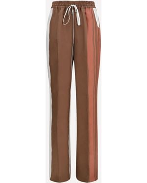 Kiton Striped Silk Trousers - Brown