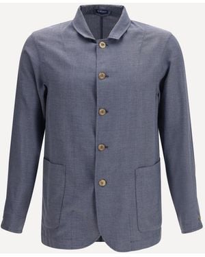 Finamore 1925 Cotton And Silk Blend Jacket - Blue