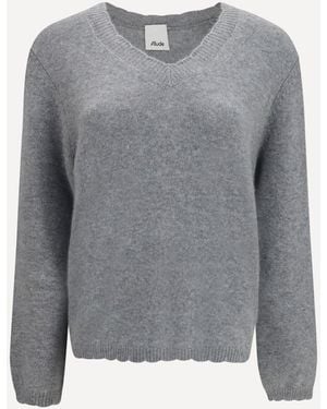 Allude V Neck Sweater - Gray