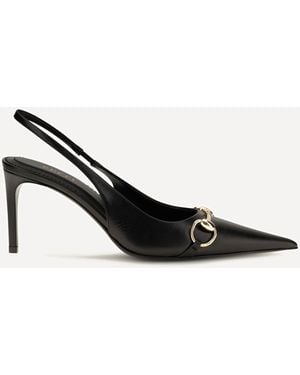 Gucci Slingback Court Shoes With Strap - Black