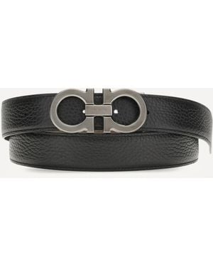Ferragamo Cintura Reversibile E Regolabile Gancini - Nero