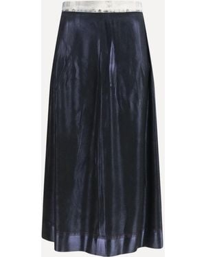 Margiela Foil-Treated Midi Skirt - Blue