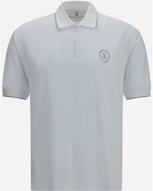 Brunello Cucinelli Polo With Crest - Blue