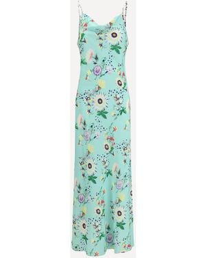 Rabanne Chain-Detail Floral Maxi Dress - Blue