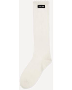 Miu Miu Cotton Pointelle Socks - White