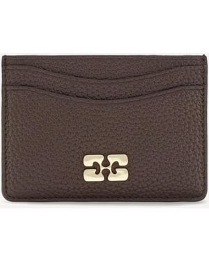 Ganni Textured Faux Leather Card Holder - Brown