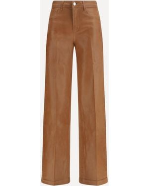 L'Agence Clayton Coated Wide Leg Jeans - Natural
