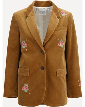 forte_forte Forte_Forte Bouquet Velvet Single-Breasted Jacket With Embroidery - Brown