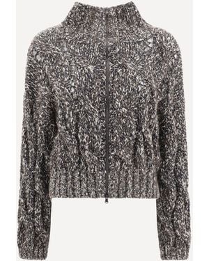 Brunello Cucinelli Cardigan A Trecce - Grigio