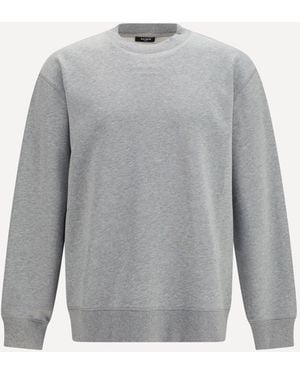 Balmain Felpa Girocollo Con Logo Ricamato - Grigio