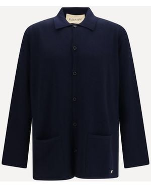 Valentino Wool Cardigan With Vlogo - Blue
