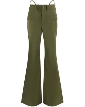 R13 Pantaloni A Zampa - Verde