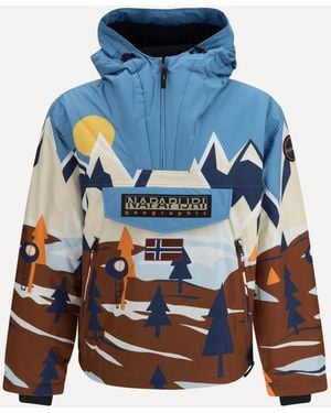Napapijri Rainforest Next All-Over Print Anorak Jacket - Blue