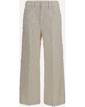 Brunello Cucinelli Square-Leg Dyed Furry Trousers With Monili - Grey