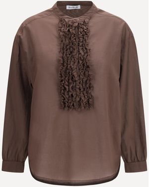 SOSUE Ruffled Shirt - Brown