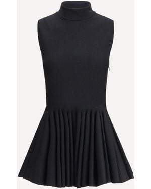 Alaïa Wool Blend Godet Top - Black