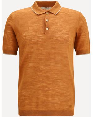 Brooksfield Linen Blend Polo - Orange