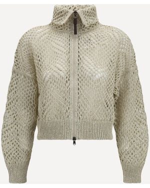 Brunello Cucinelli Open-Knit Zip-Up Cardigan - Natural