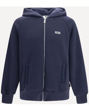 Gcds Hooded Sweatshirt With Back Logo - Blue
