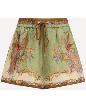 Zimmermann Indra Relaxed Silk Drawstring Shorts - Natural