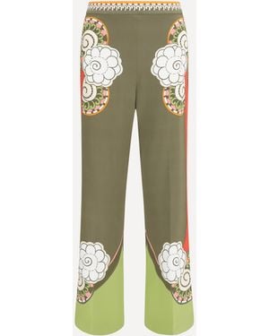 La DoubleJ Straight-Leg Ambrosia Print Trousers - Green