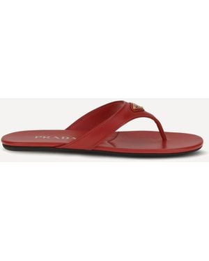 Prada Patent Leather Thong Sandals - Red