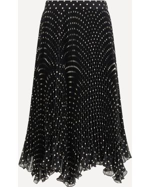 Valentino Polka-Dot Silk Skirt - Black