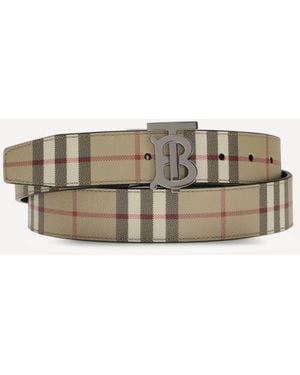 Burberry Tb Reversible Check Belt - Natural