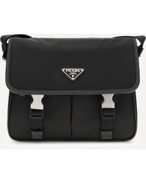 Prada Re-Nylon And Saffiano Shoulder Bag - Black