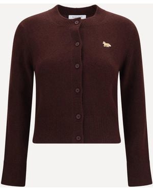 Maison Kitsuné Baby Fox Fitted Lambswool Cardigan - Red